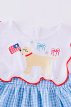 Load image into Gallery viewer, Blue Patriotic Dog Flags Embroidery Dress
