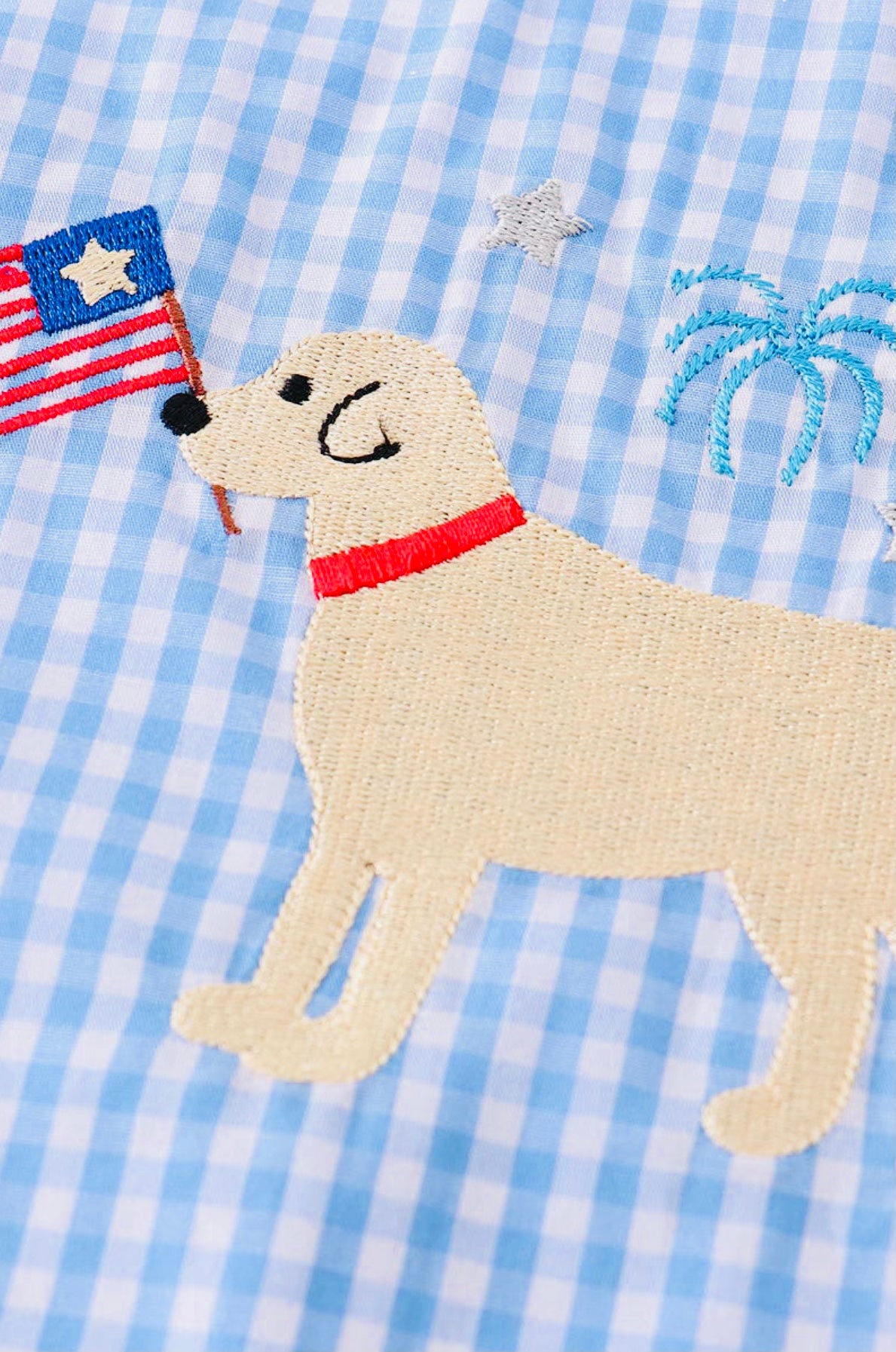 Blue Patriotic Dog Flags Embroidery Boy Jonjon