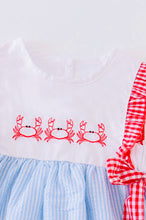 Load image into Gallery viewer, Blue Seersucker Crab Embroidery Girl Set
