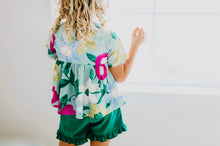 Load image into Gallery viewer, Dark Green Floral Short Set
