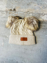 Load image into Gallery viewer, Cable Knit Fur Double Pom Pom Beanie
