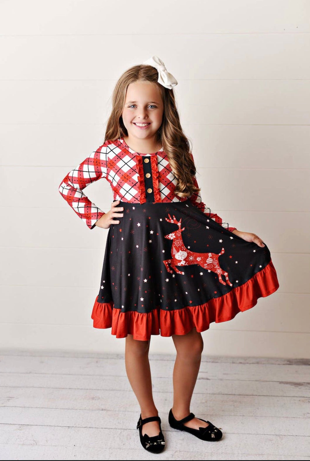 Red Reindeer Christmas Holiday Winter Dress