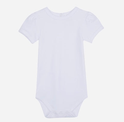 Blank Girl's Short Puff Sleeve Infant Bodysuit