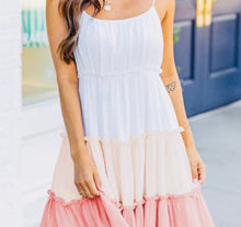 Load image into Gallery viewer, Multicolor Frilled Tiered Color-block A-line Sundress
