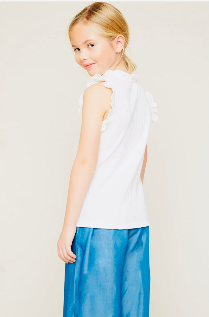 Girls Ruffle High-Neck Tank Top