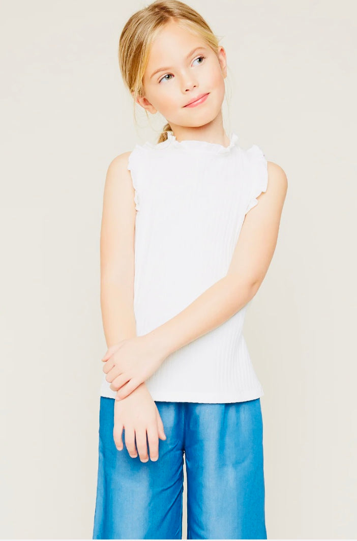 Girls Ruffle High-Neck Tank Top